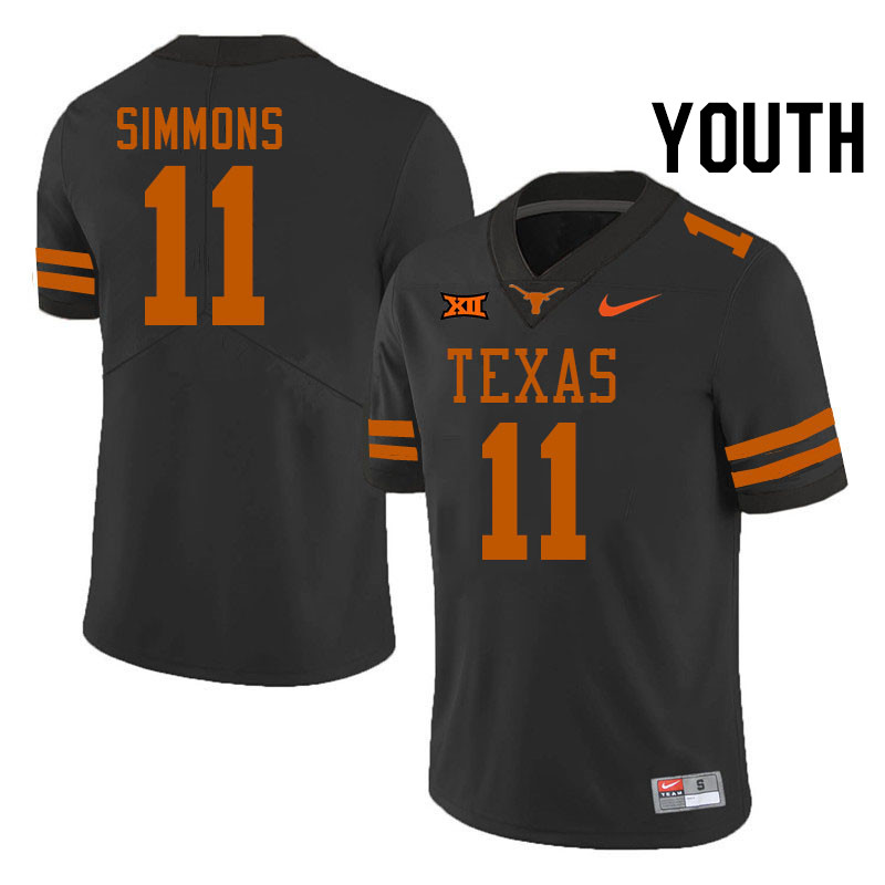 Youth #11 Colin Simmons Texas Longhorns College Football Jerseys Stitched-Black